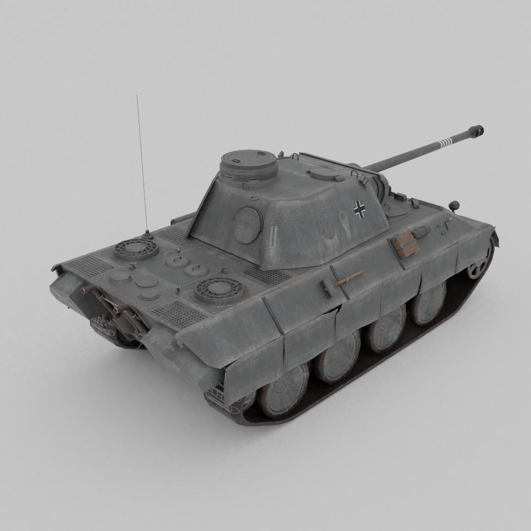 Panther Ausf D Medium Tank Low-poly 3D model_6