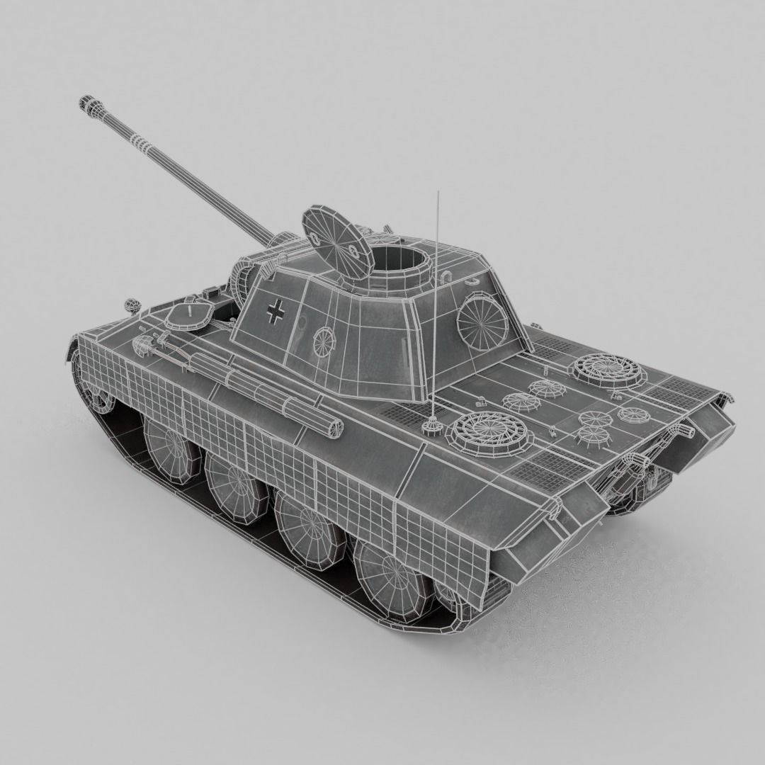 Panther Ausf D Medium Tank Low-poly 3D model_9