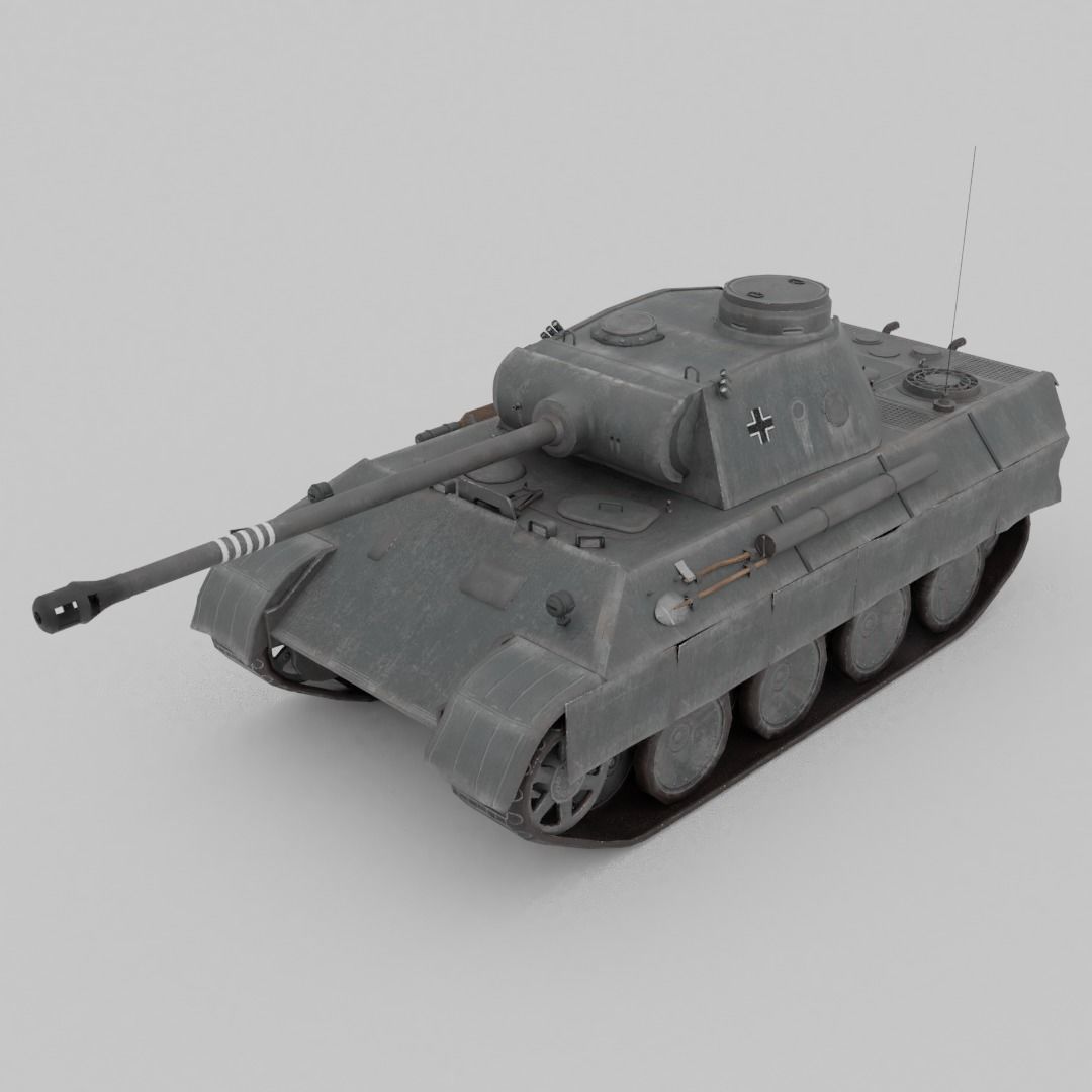 Panther Ausf D Medium Tank Low-poly 3D model_2