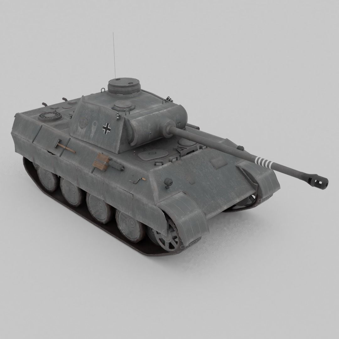 Panther Ausf D Medium Tank Low-poly 3D model_4