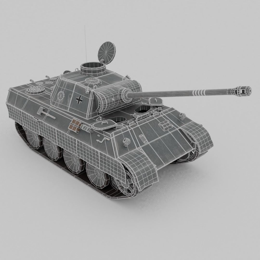 Panther Ausf D Medium Tank Low-poly 3D model_5