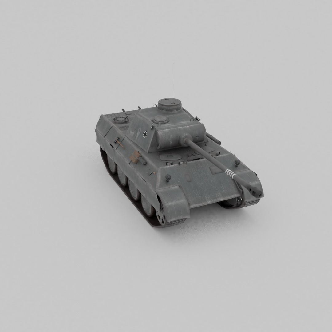 Panther Ausf D Medium Tank Low-poly 3D model_14