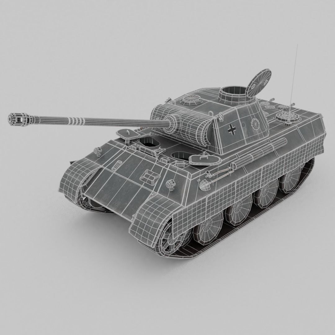 Panther Ausf D Medium Tank Low-poly 3D model_3