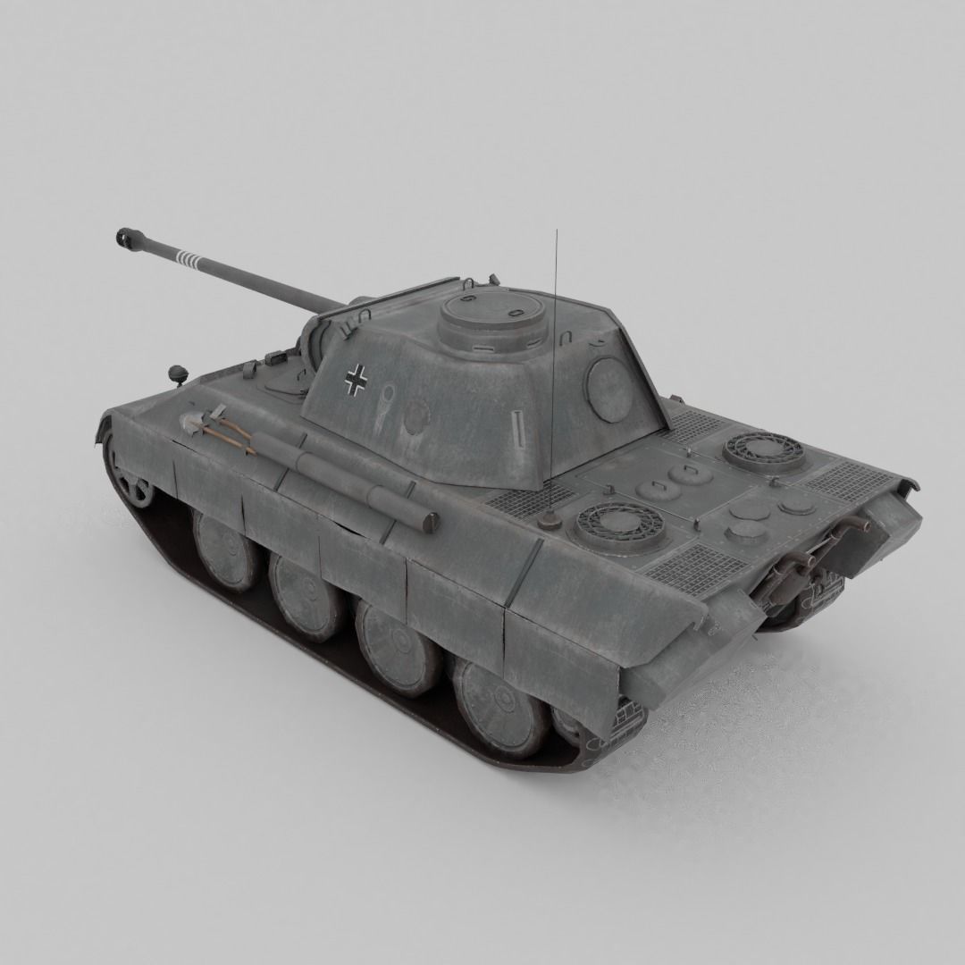 Panther Ausf D Medium Tank Low-poly 3D model_8