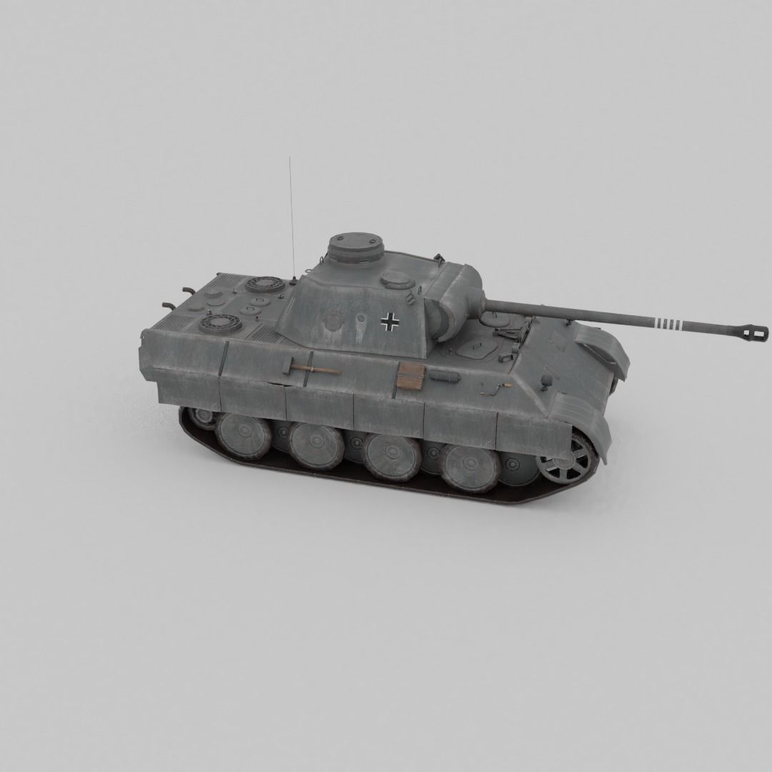 Panther Ausf D Medium Tank Low-poly 3D model_16