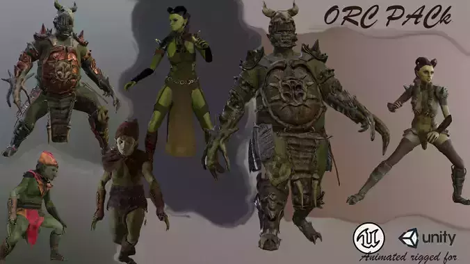 Pack of Orcs 3D Model Collection