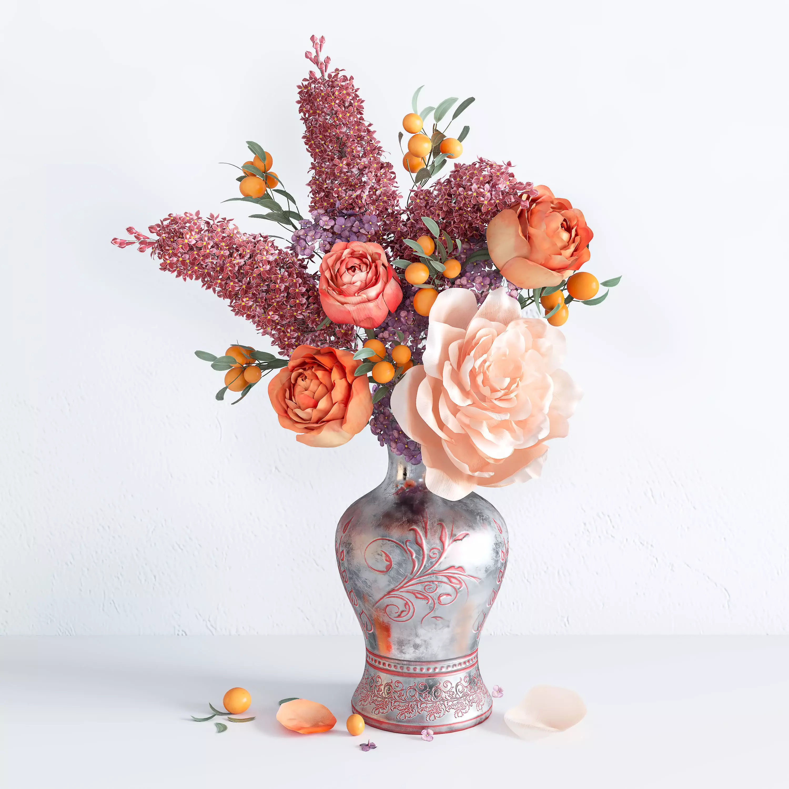 Spring Summer Bright Bouquet 3D model_0