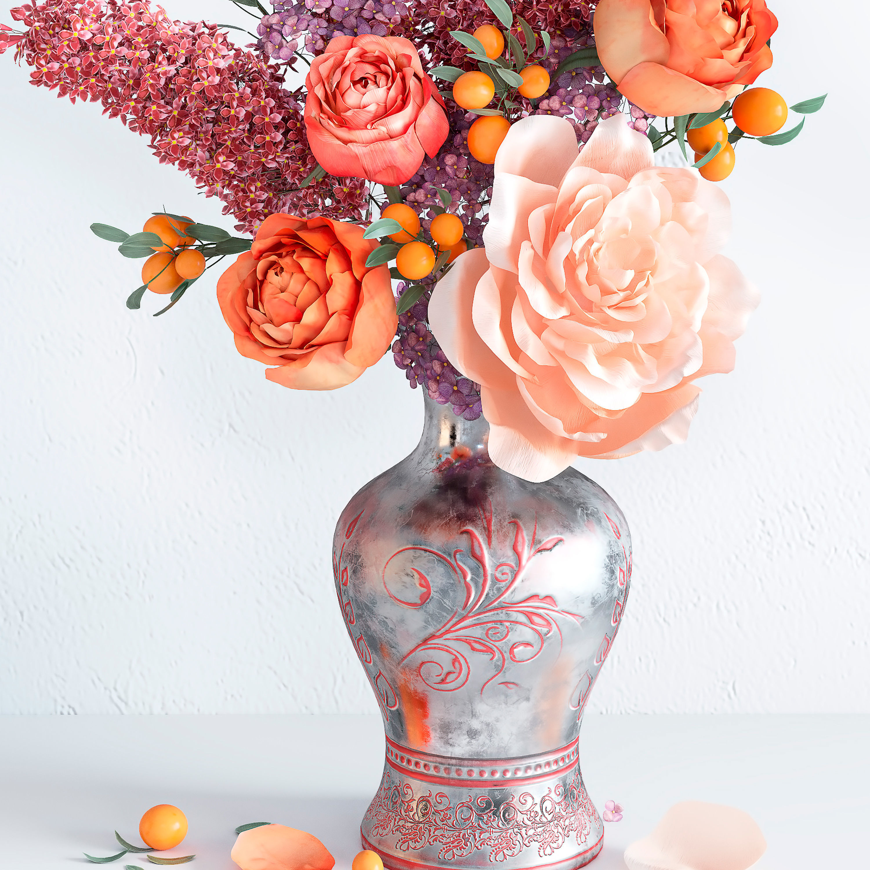 Spring Summer Bright Bouquet 3D model_6