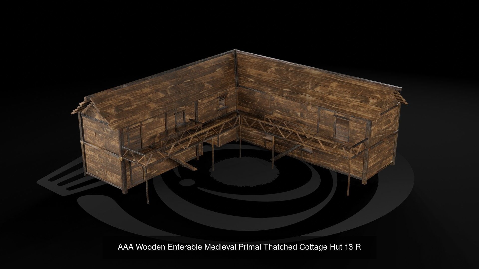 AAA Wooden Enterable Medieval Primal Hut Collection 04 R  _4