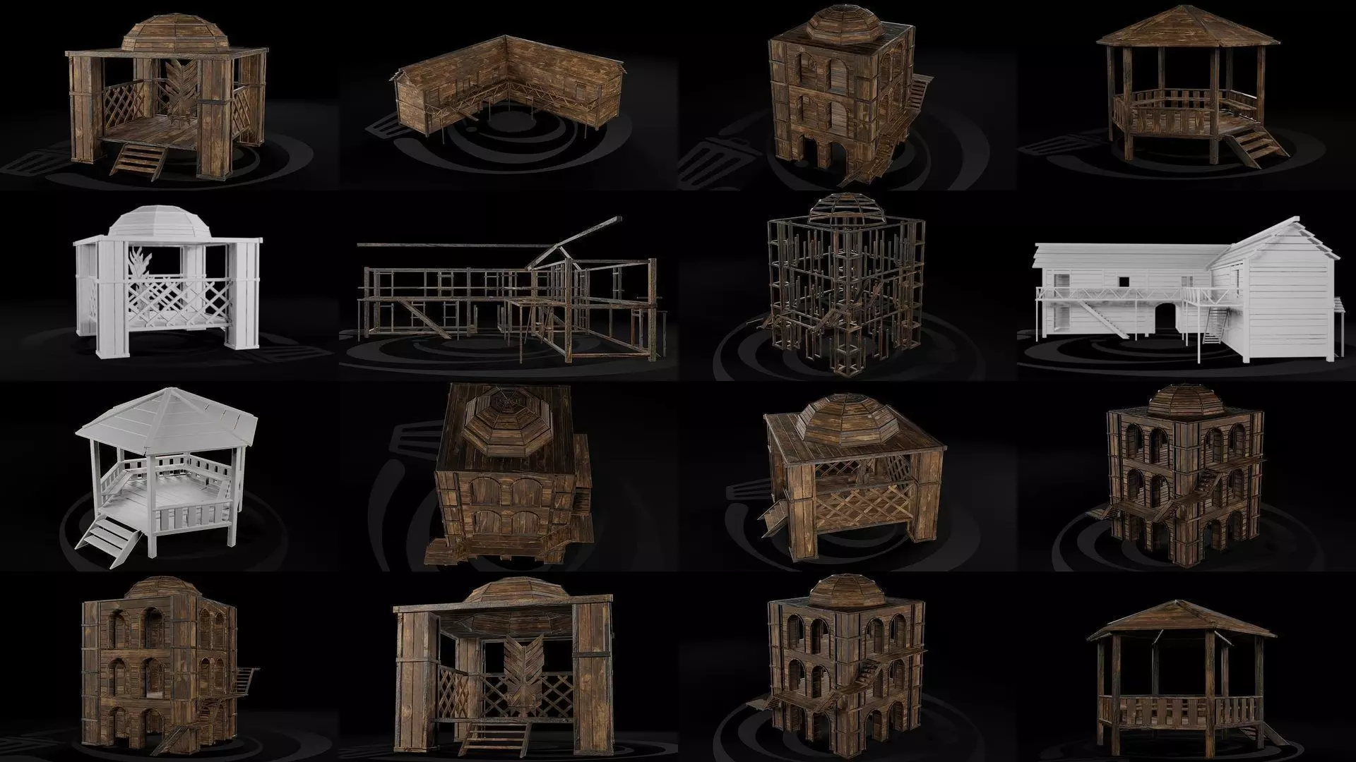 AAA Wooden Enterable Medieval Primal Hut Collection 04 R  _0