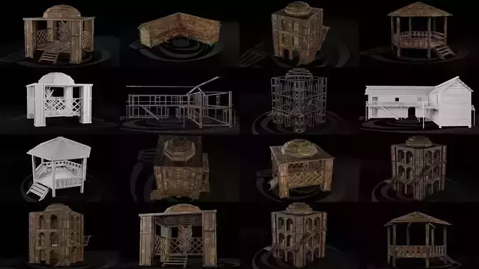AAA Wooden Enterable Medieval Primal Hut Collection 04 R  