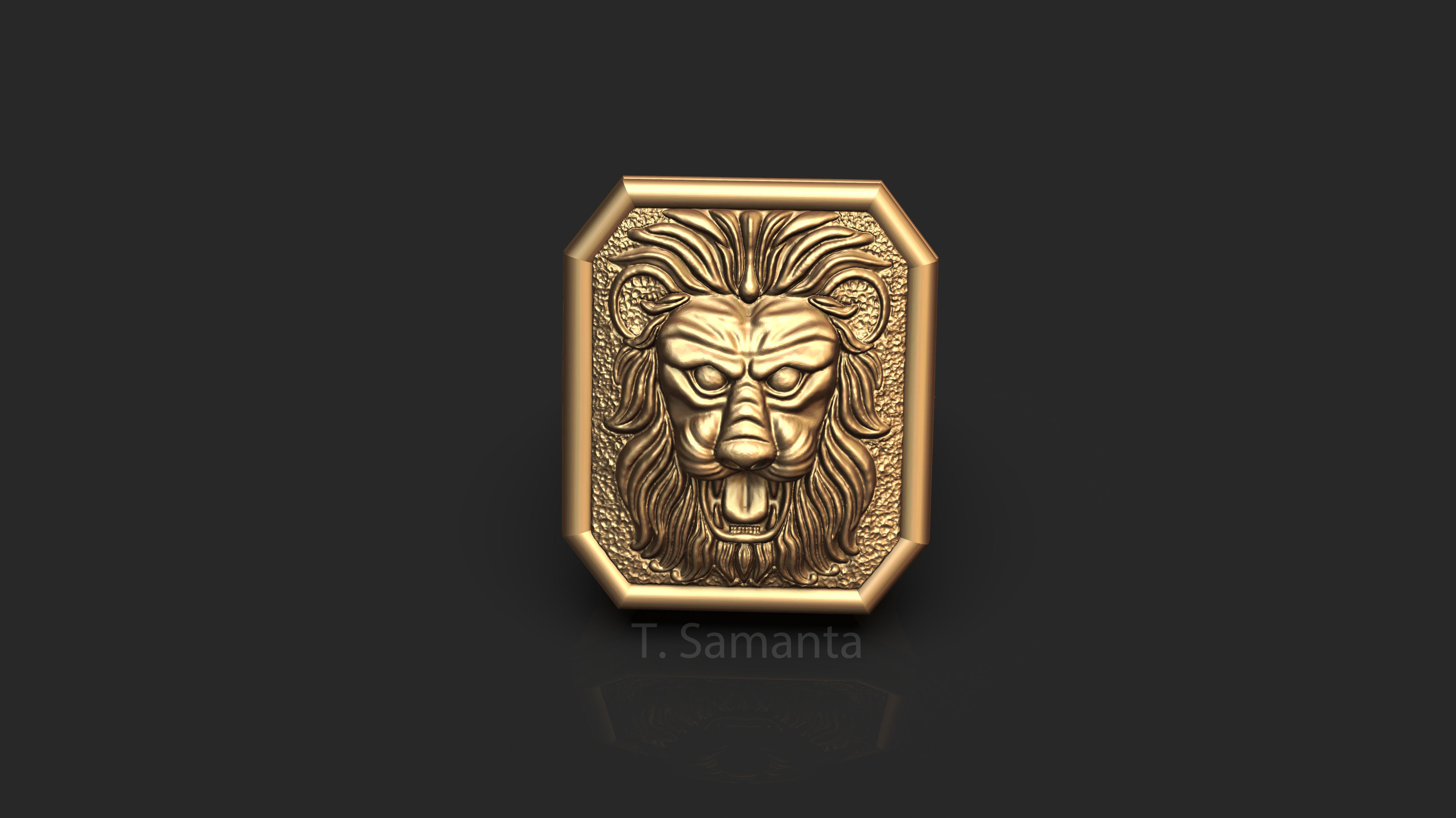 Lion Ring 3D print model_1