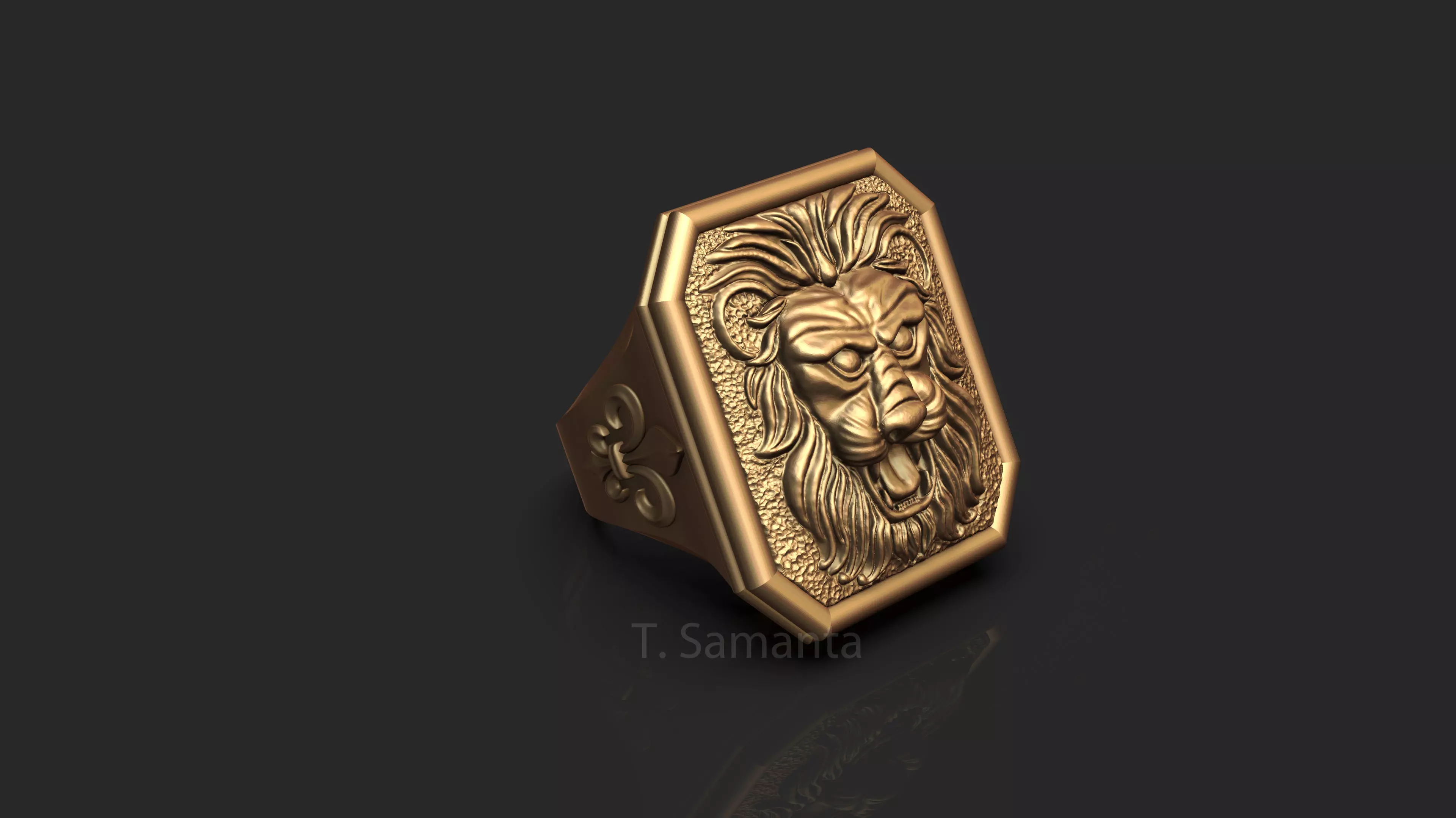 Lion Ring 3D print model_0