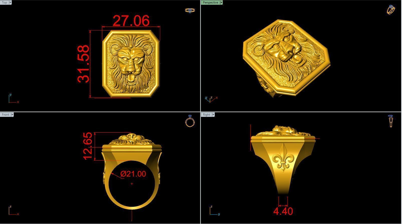 Lion Ring 3D print model_4