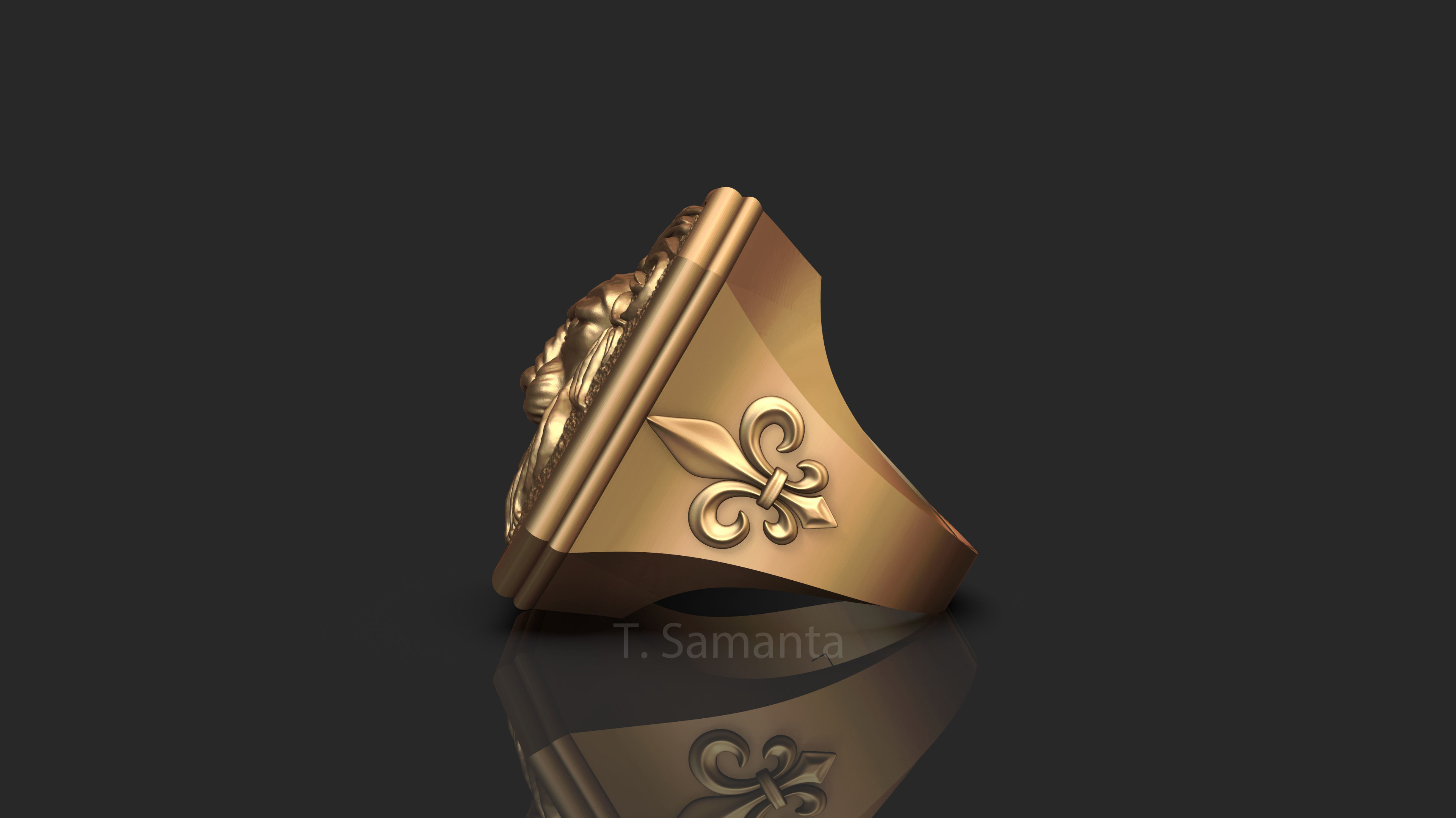 Lion Ring 3D print model_2