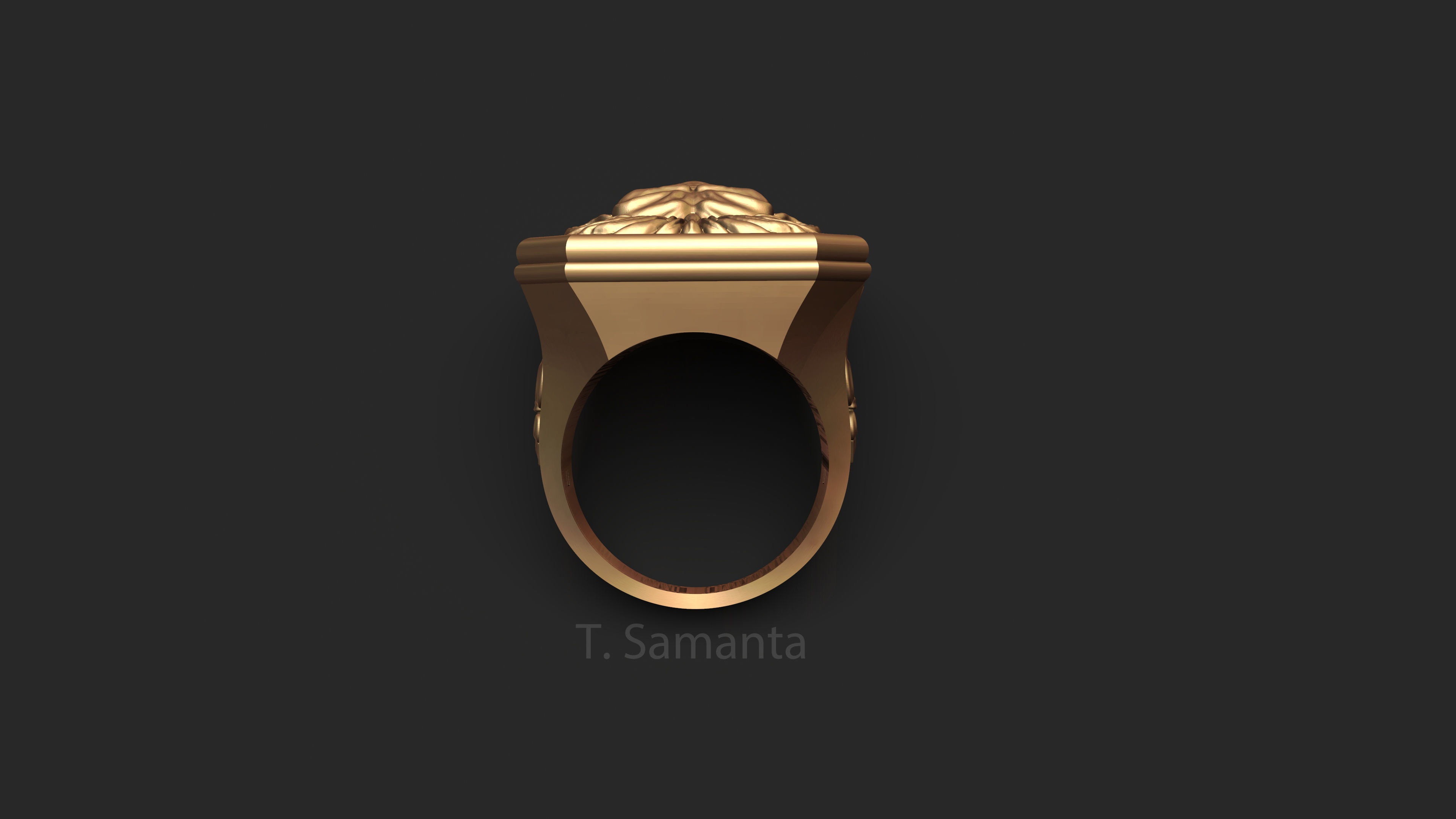 Lion Ring 3D print model_3