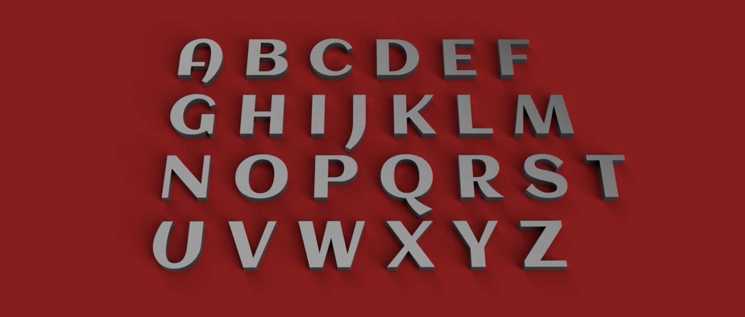 ACLONICA uppercase and lowercase 3D Letters STL FILE 3D print model_8