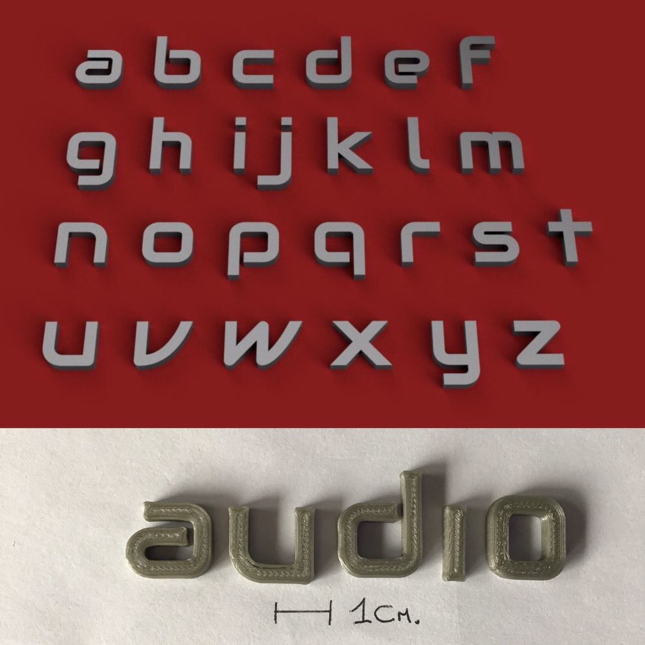 AUDIO uppercase and lowercase 3D Letters STL FILE 3D print model_1