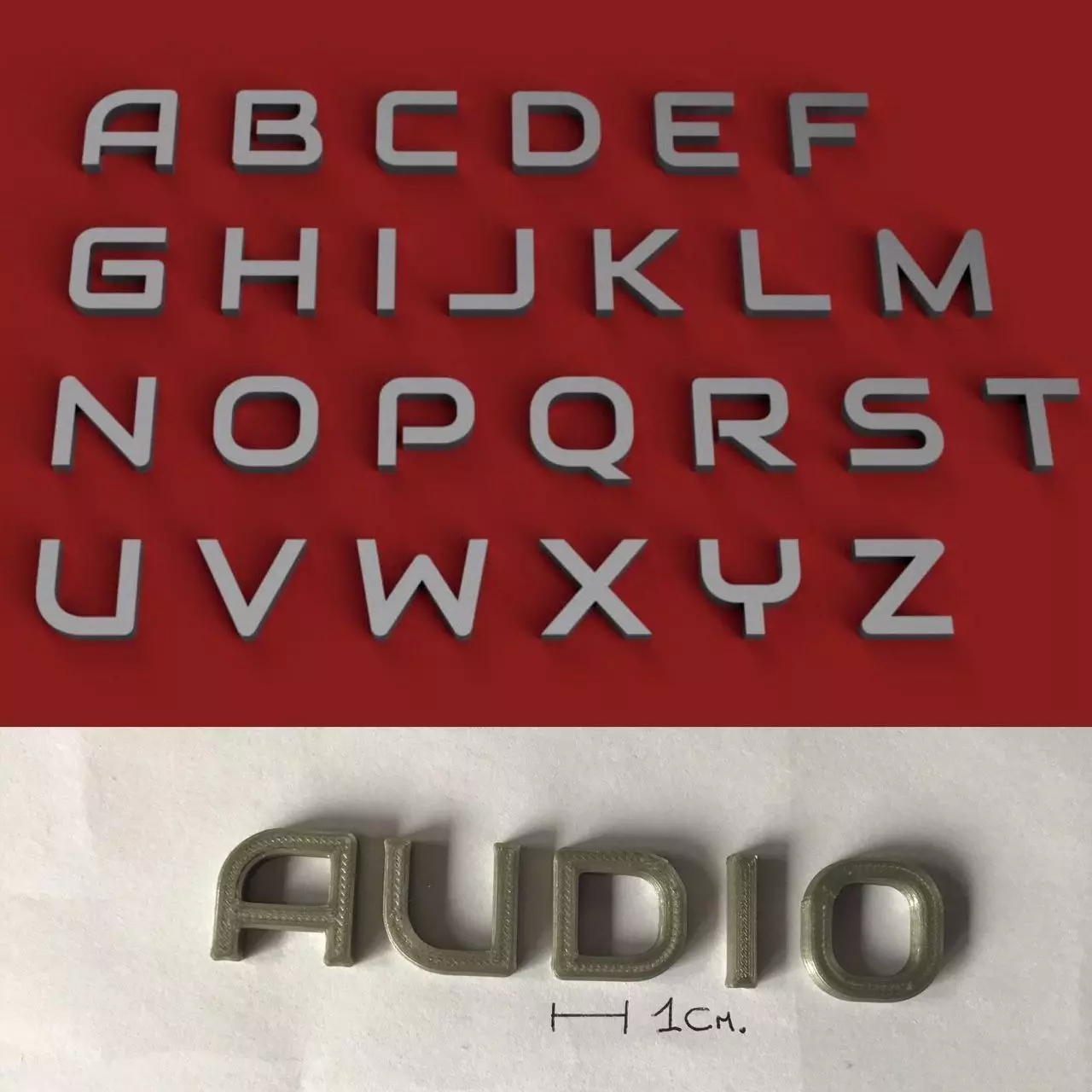AUDIO uppercase and lowercase 3D Letters STL FILE 3D print model_0