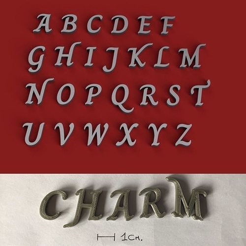 CHARM uppercase and lowercase 3D Letters STL FILE 3D print model