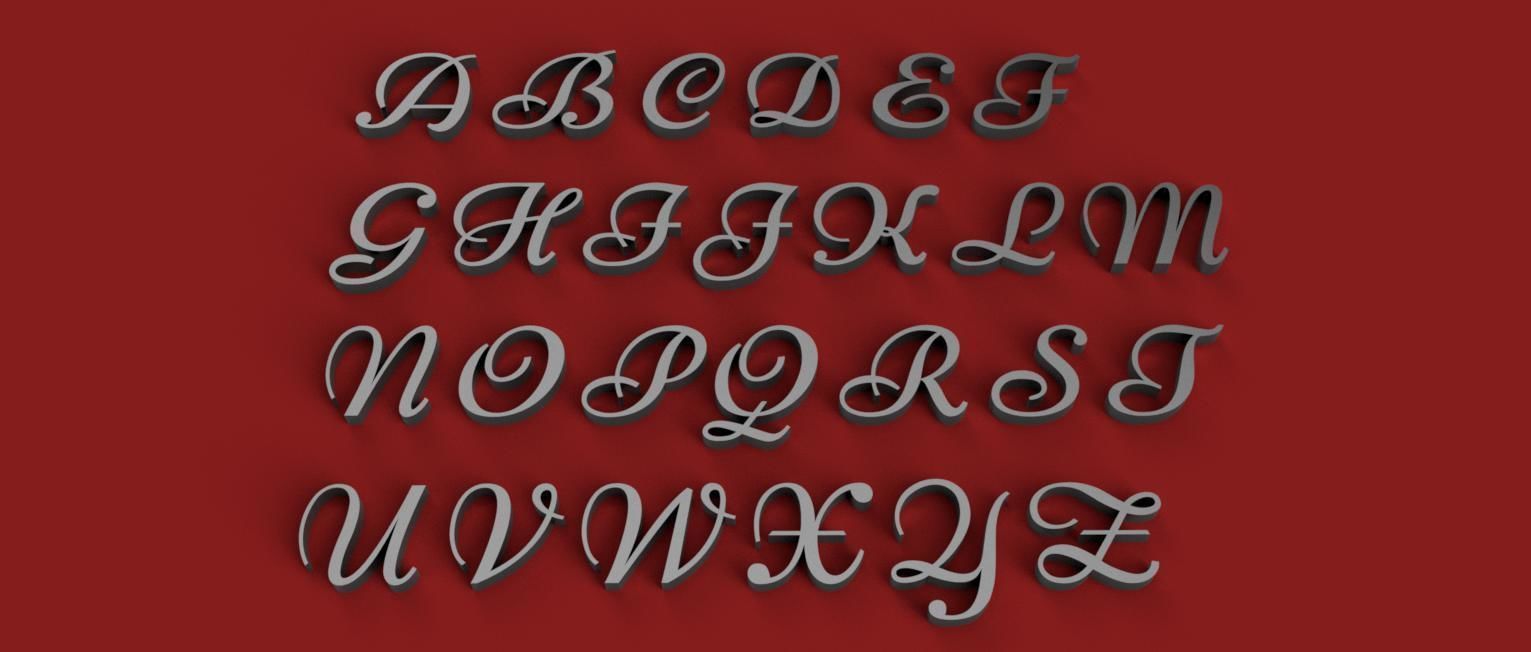 NICONNE uppercase and lowercase 3D Letters STL FILE 3D print model_8