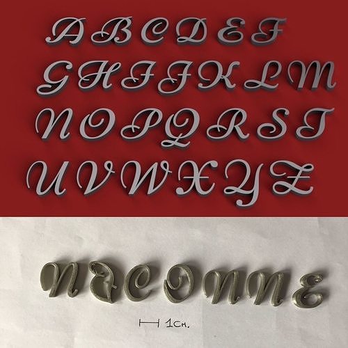 NICONNE uppercase and lowercase 3D Letters STL FILE 3D print model