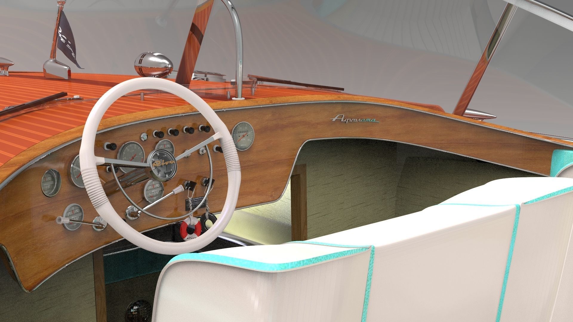 Riva Aquarama 1960 Wooden Speedboat  - Detailed 3D model_1