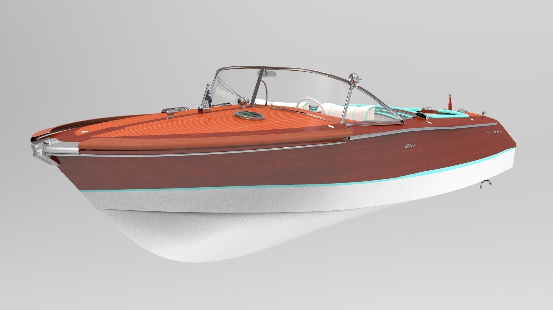 Riva Aquarama 1960 Wooden Speedboat  - Detailed 3D model_2
