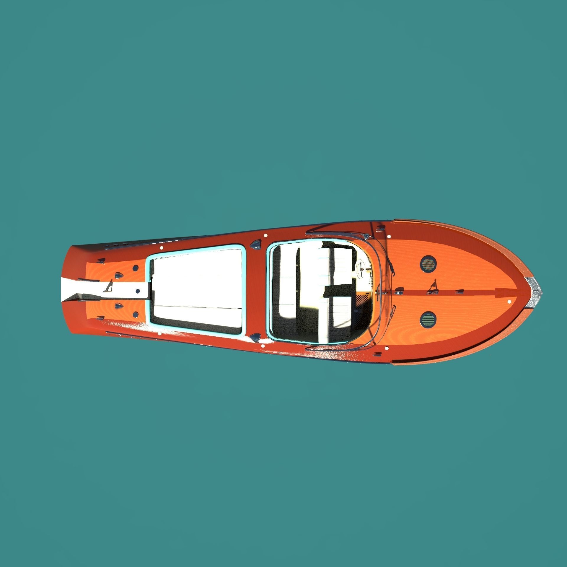 Riva Aquarama 1960 Wooden Speedboat  - Detailed 3D model_10
