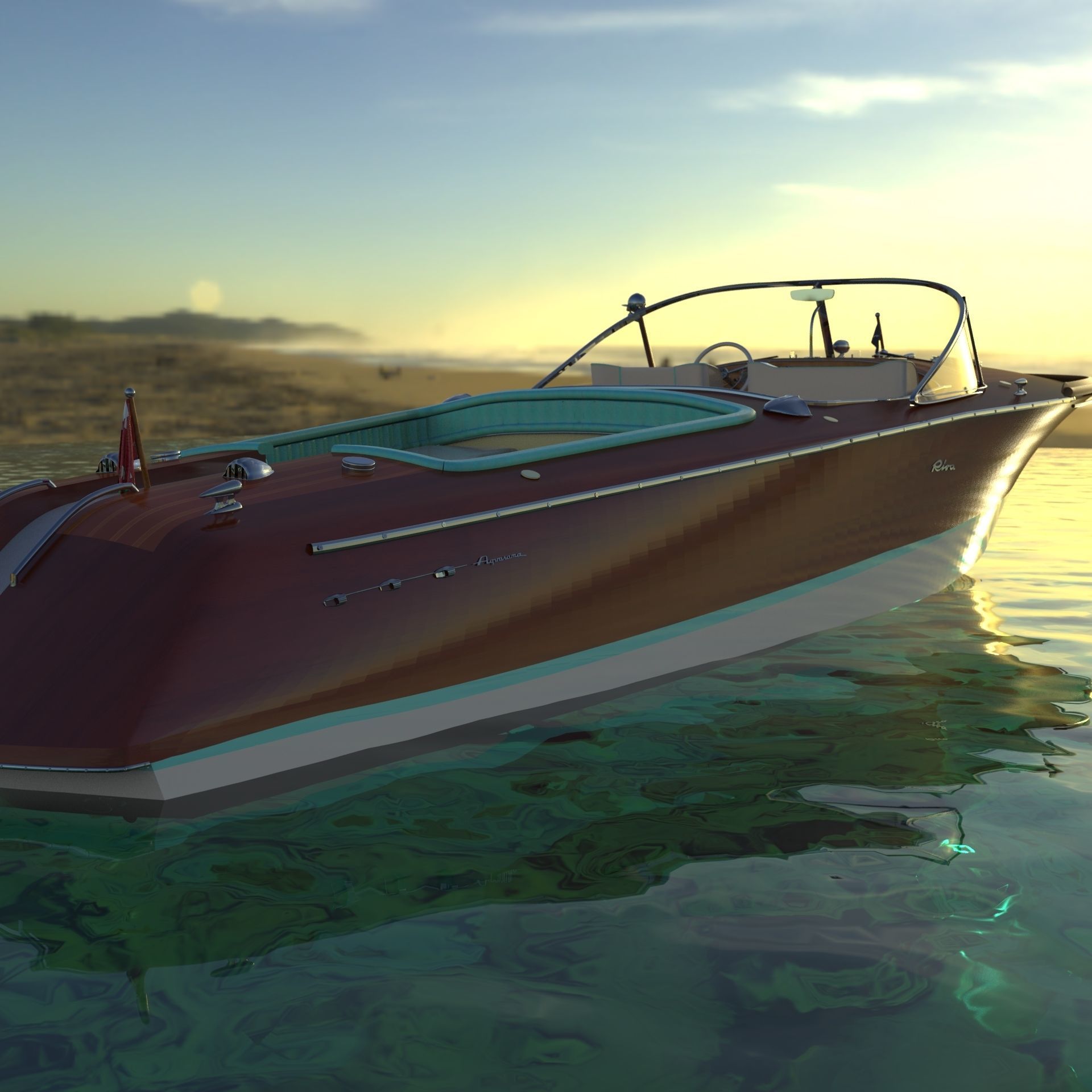 Riva Aquarama 1960 Wooden Speedboat  - Detailed 3D model_5