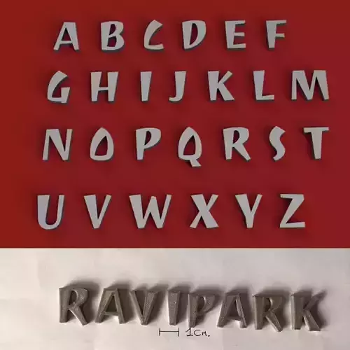 RAVIPARK uppercase and lowercase 3D Letters STL FILE 3D print model