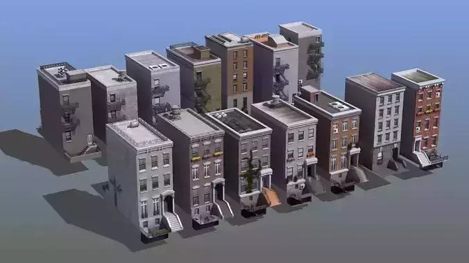 Row Houses Set 3D model