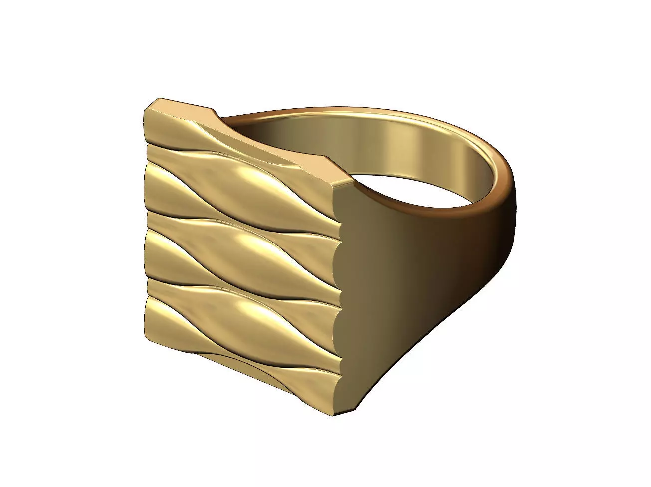 Chunky wave pattern square statemnt ring 3D print model