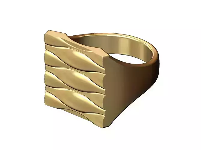 Chunky wave pattern square statemnt ring 