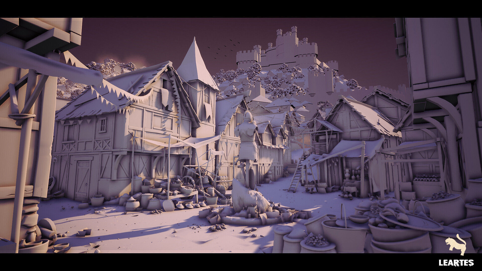 Medieval Village Environment Low-poly 3D model_10