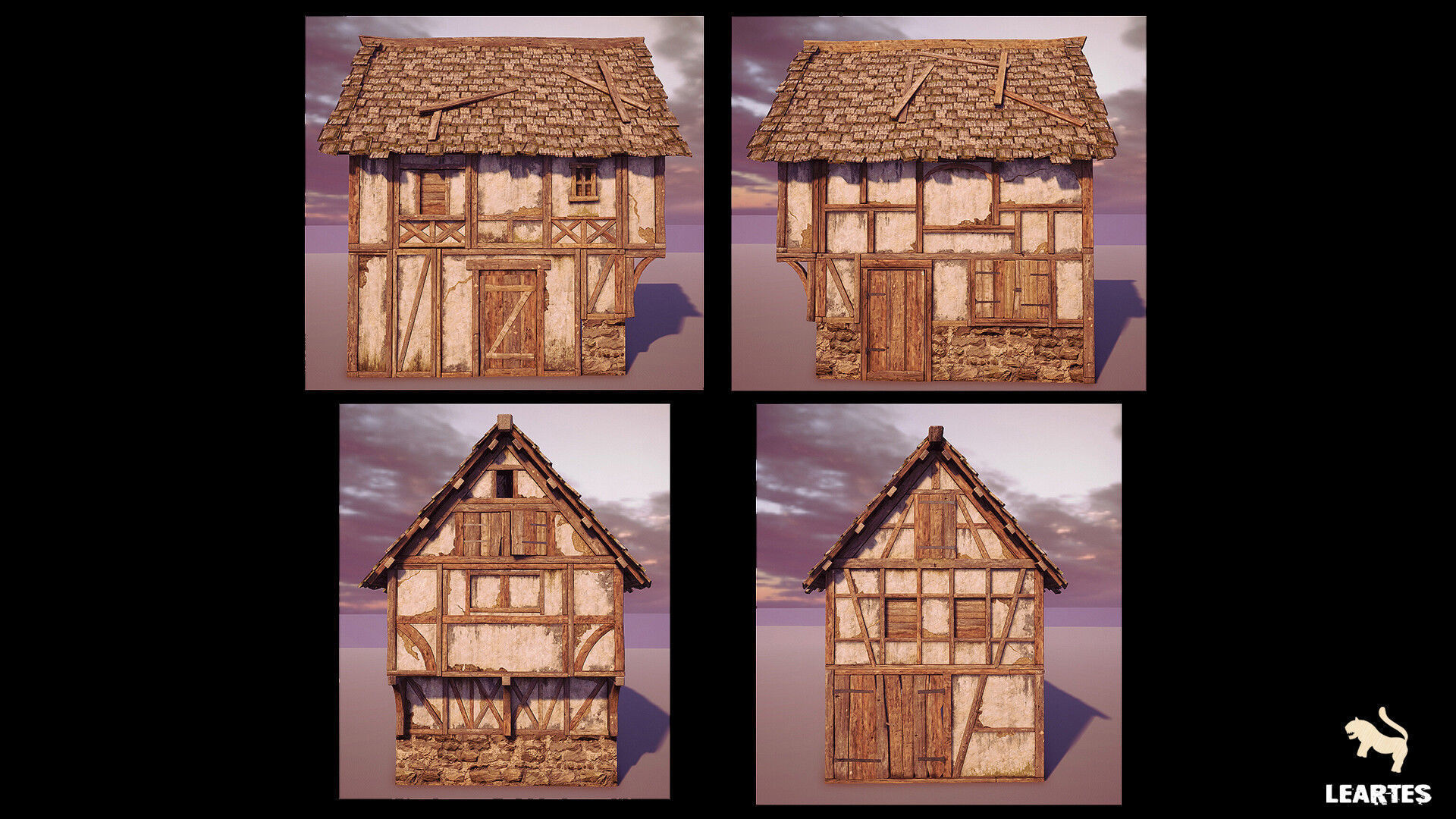 Medieval Village Environment Low-poly 3D model_17