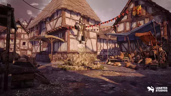 Medieval Village Environment Low-poly 3D model