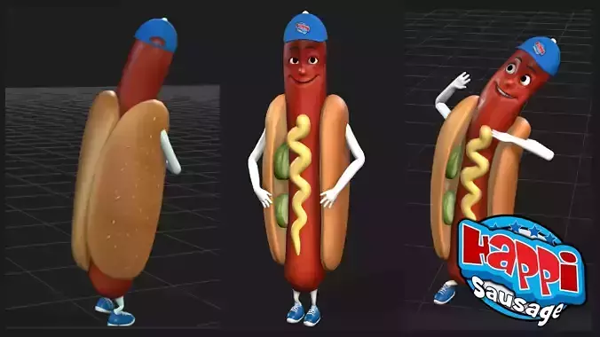 rigged HotDog  3D model