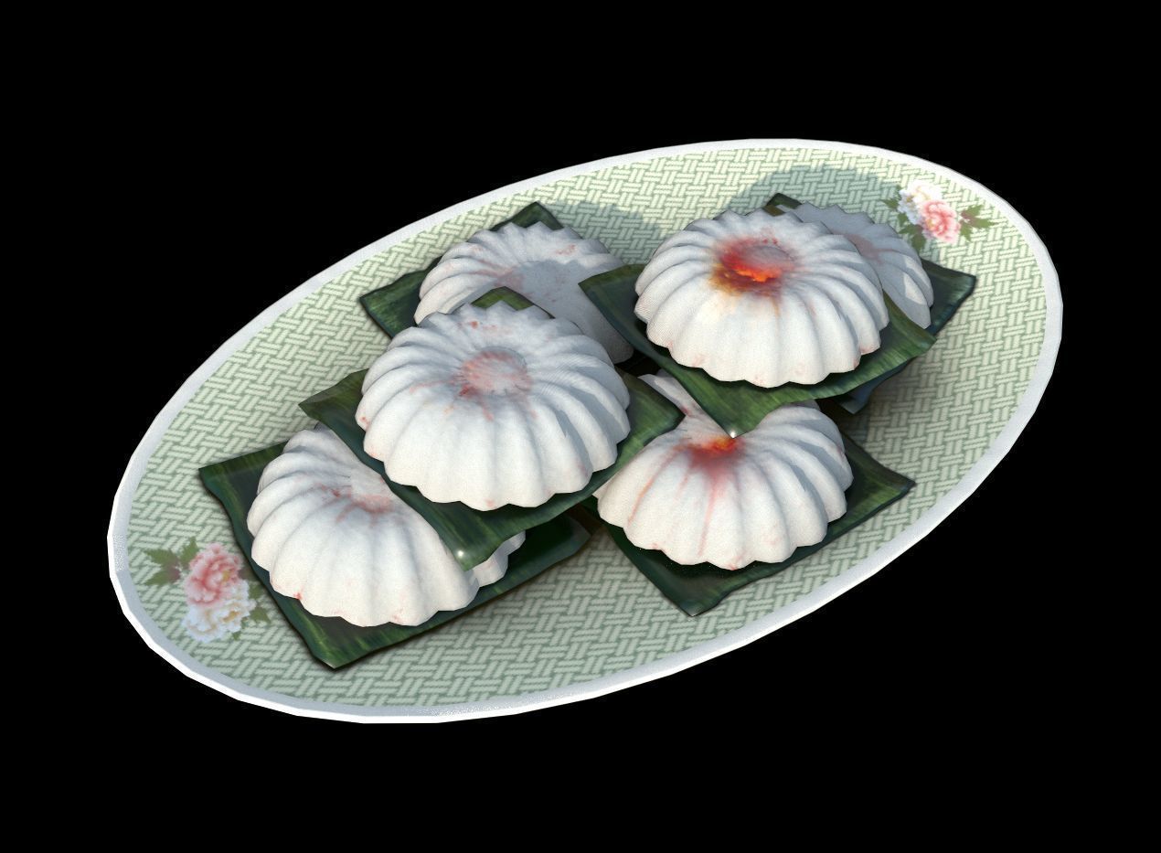 Tutu Kueh or Kuih Tutu - Singapore Peranakan Snack Low-poly 3D model_1