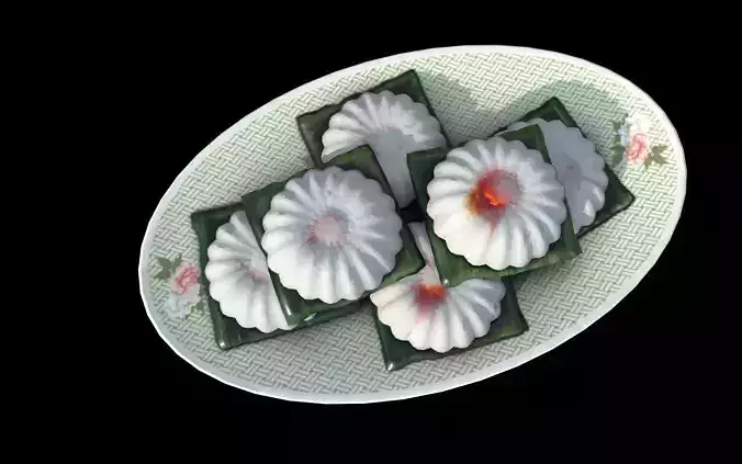 Tutu Kueh or Kuih Tutu - Singapore Peranakan Snack Low-poly 3D model
