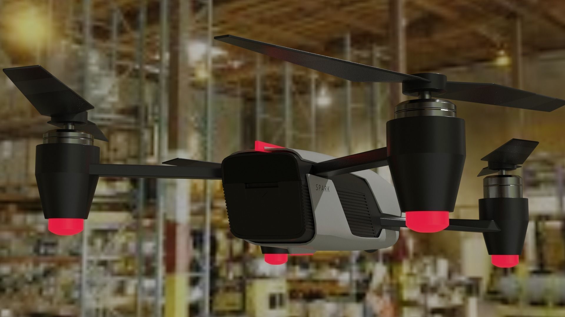 Dji  Drone Low-poly 3D model_3