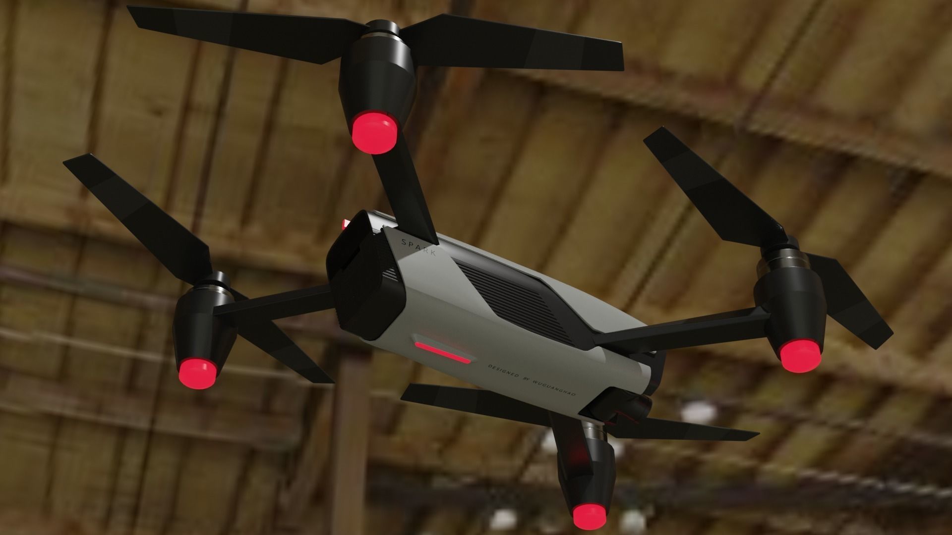 Dji  Drone Low-poly 3D model_4