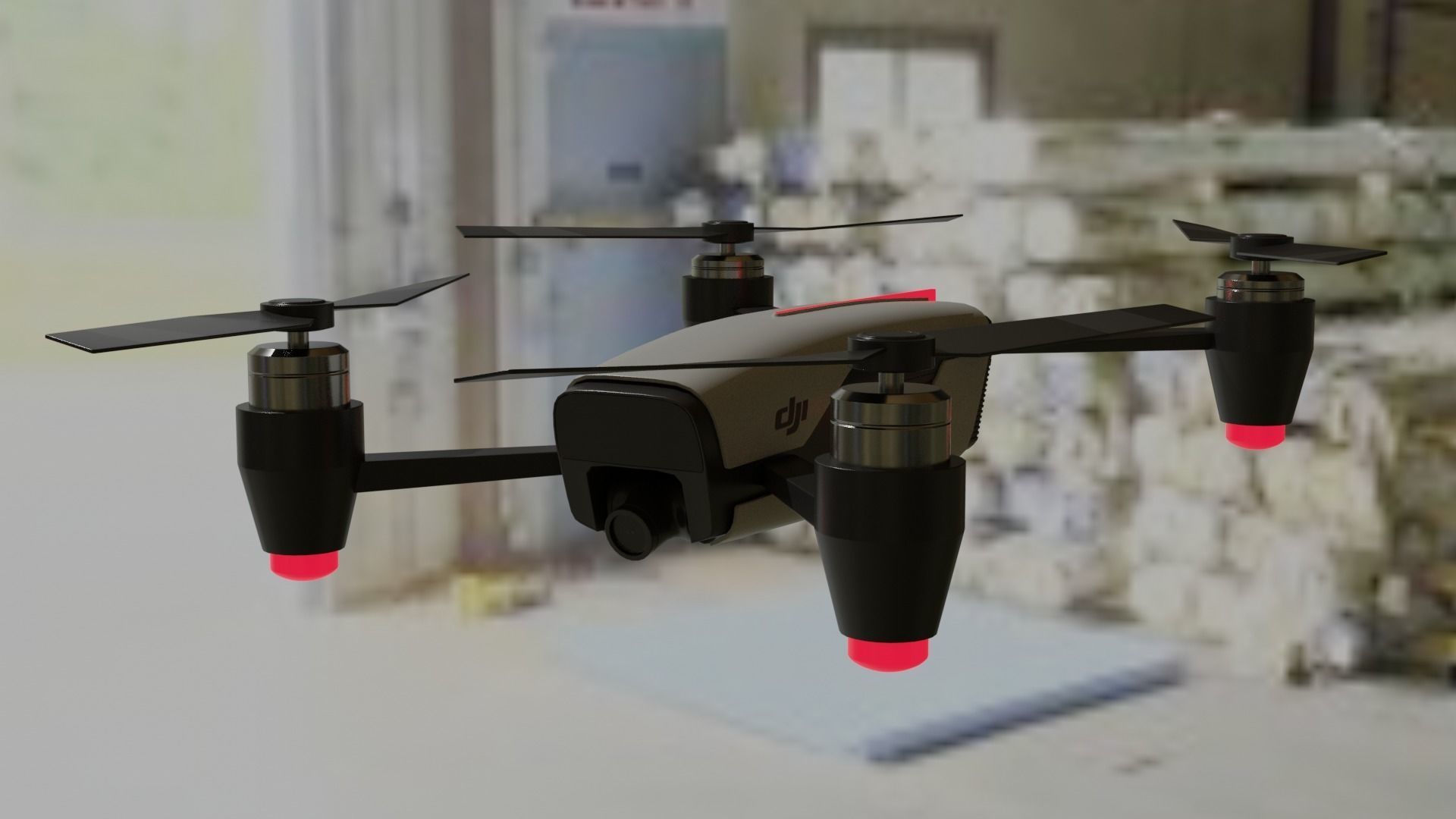 Dji  Drone Low-poly 3D model_29