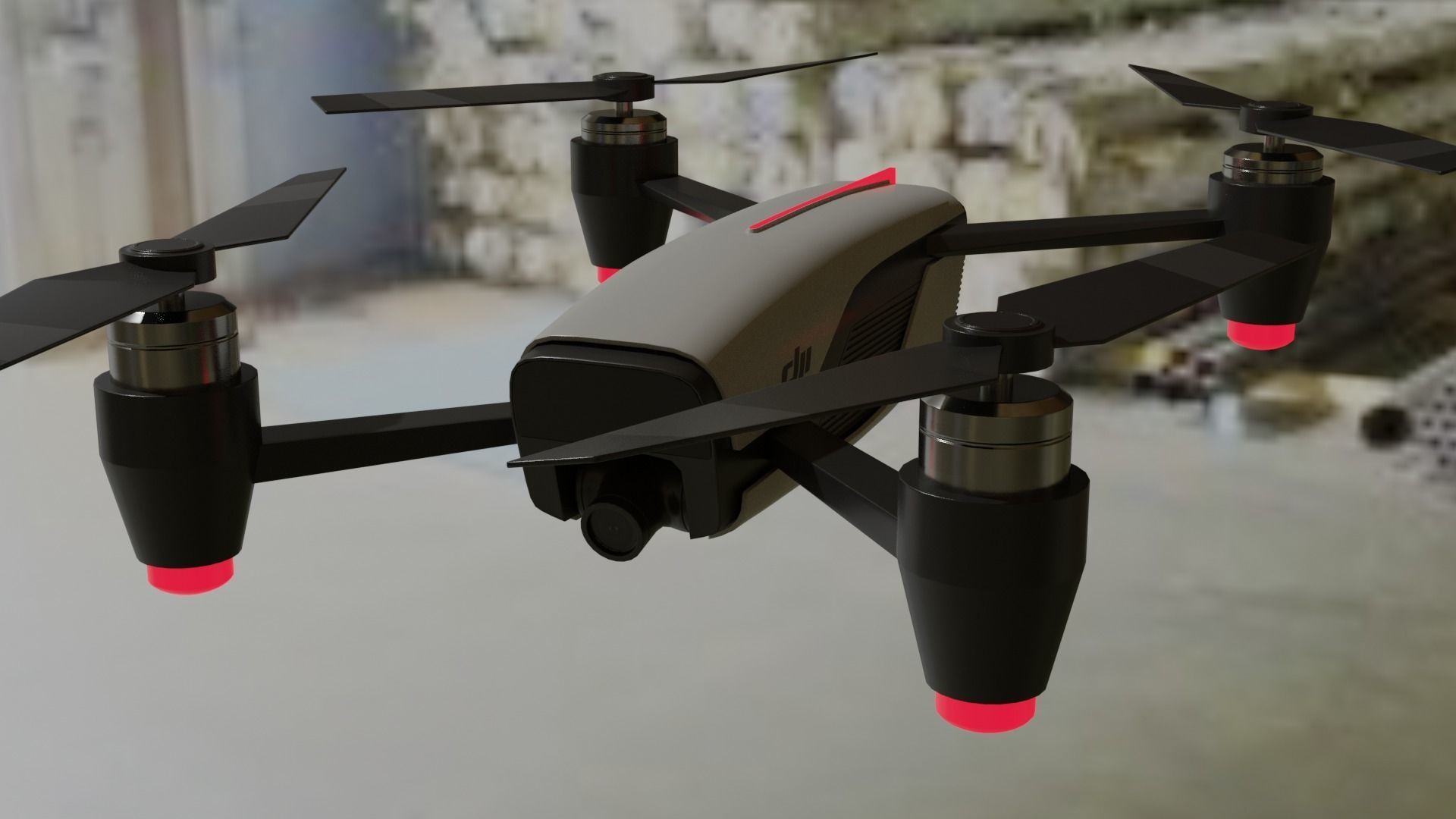 Dji  Drone Low-poly 3D model_5