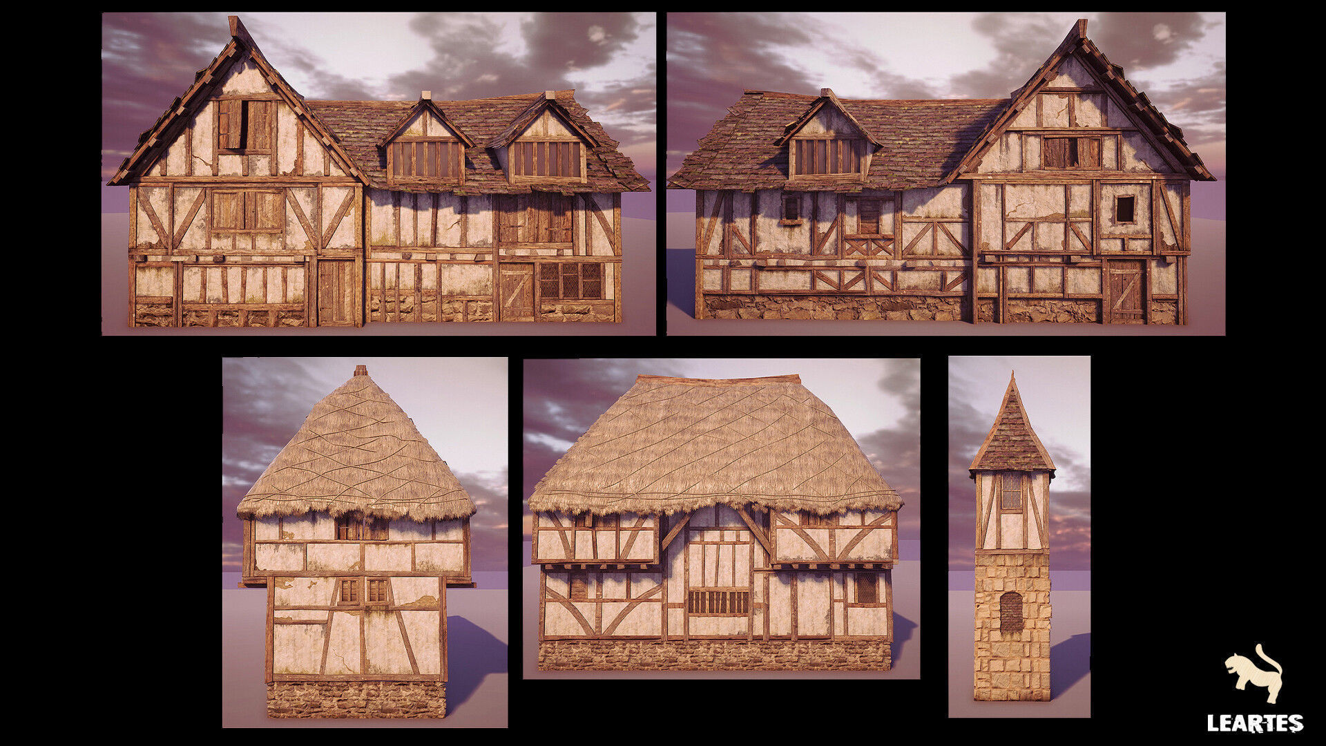Medieval Village Environment Low-poly 3D model_15