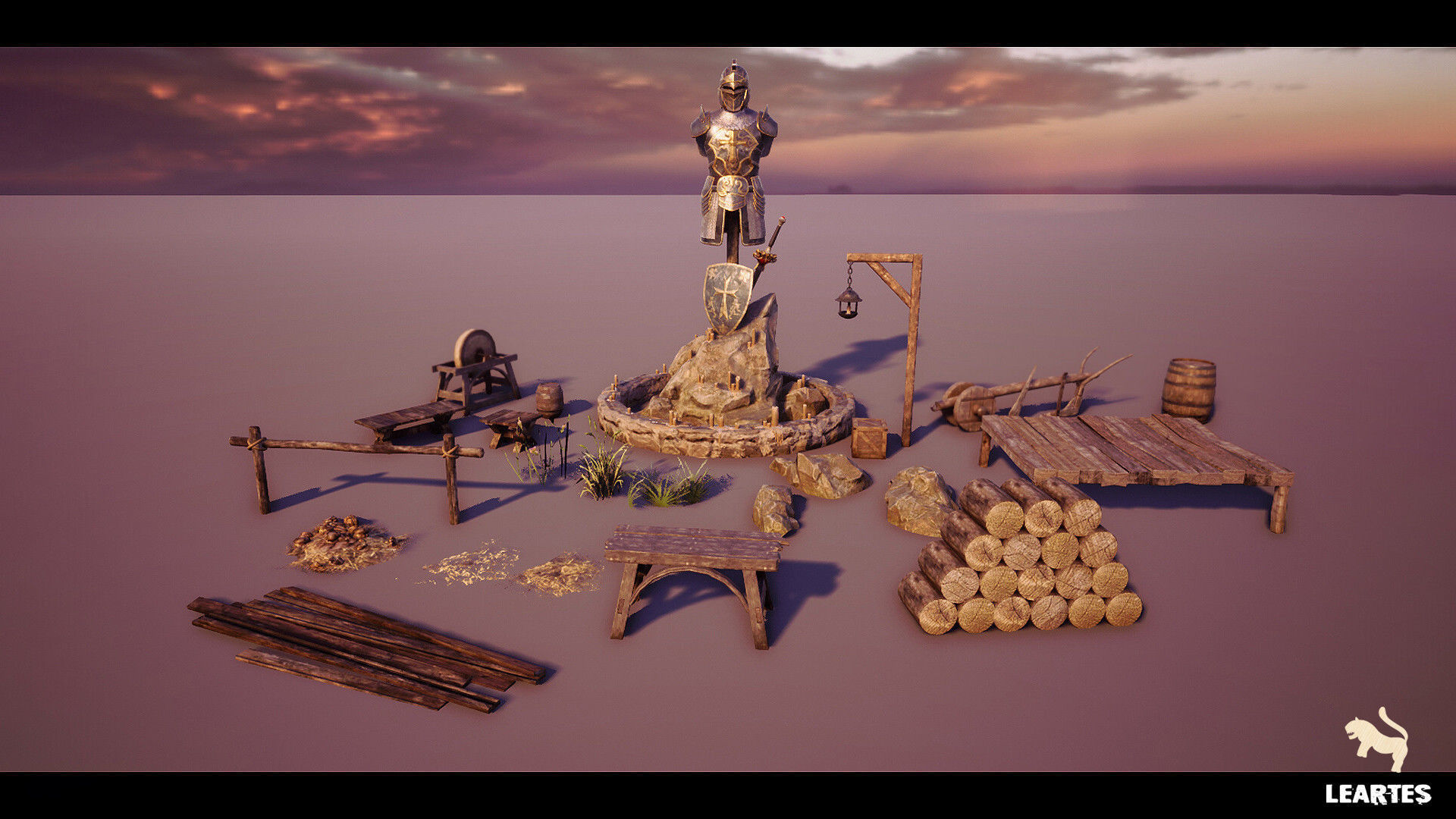 Medieval Village Environment Low-poly 3D model_10