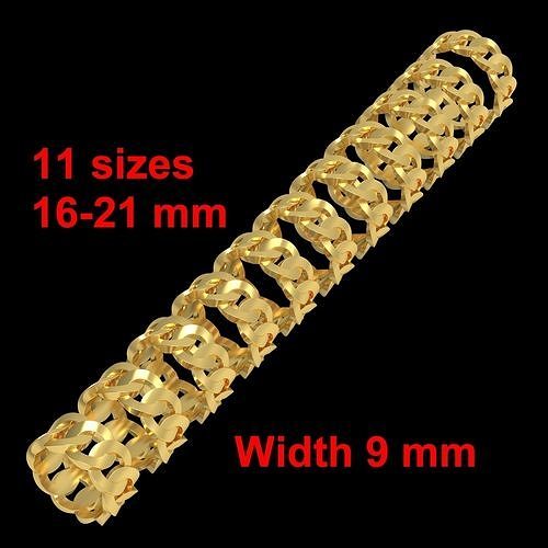 Rings Cuban links all sizes 3D Model Collection