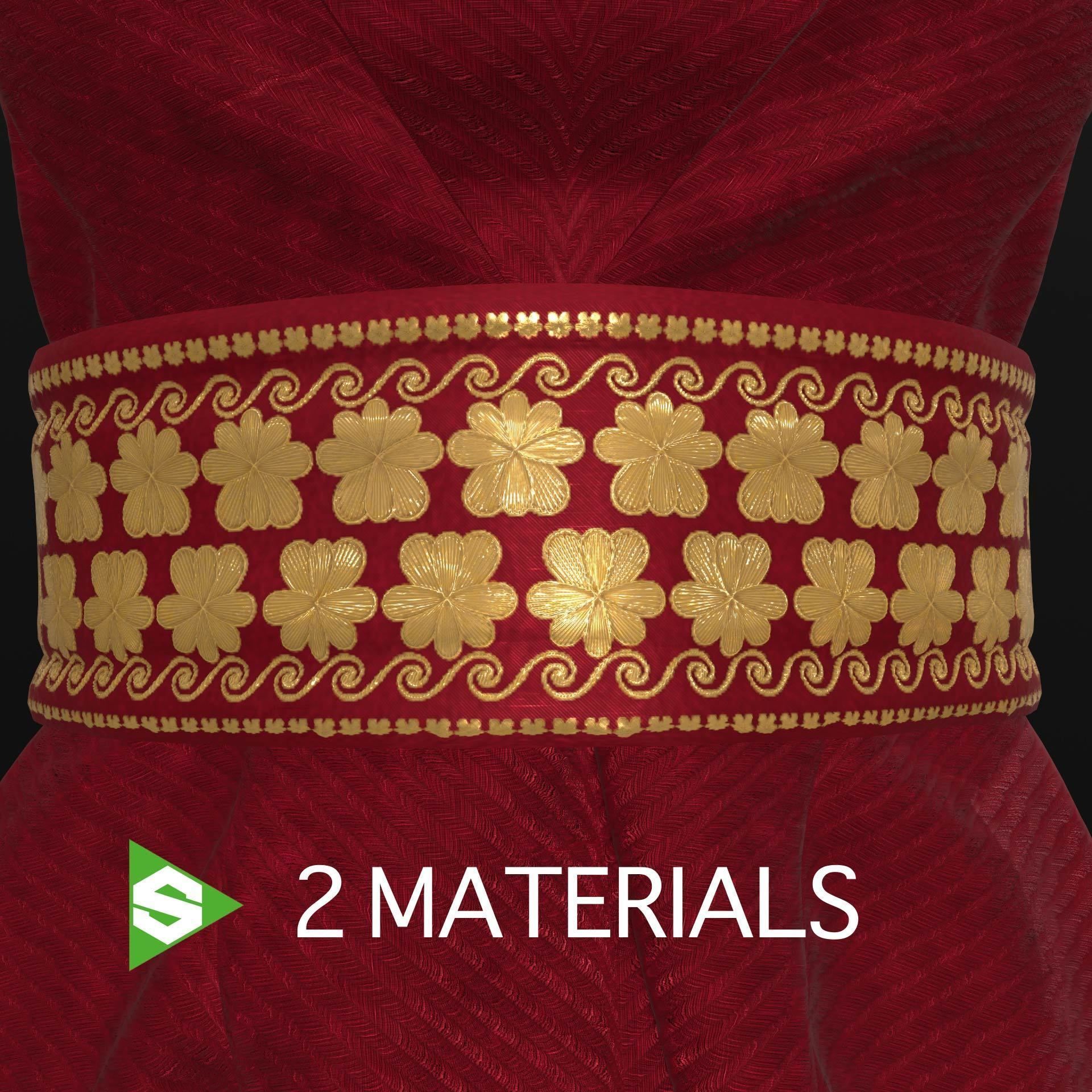 Fabric Material  and Gold Lace Material Texture_2