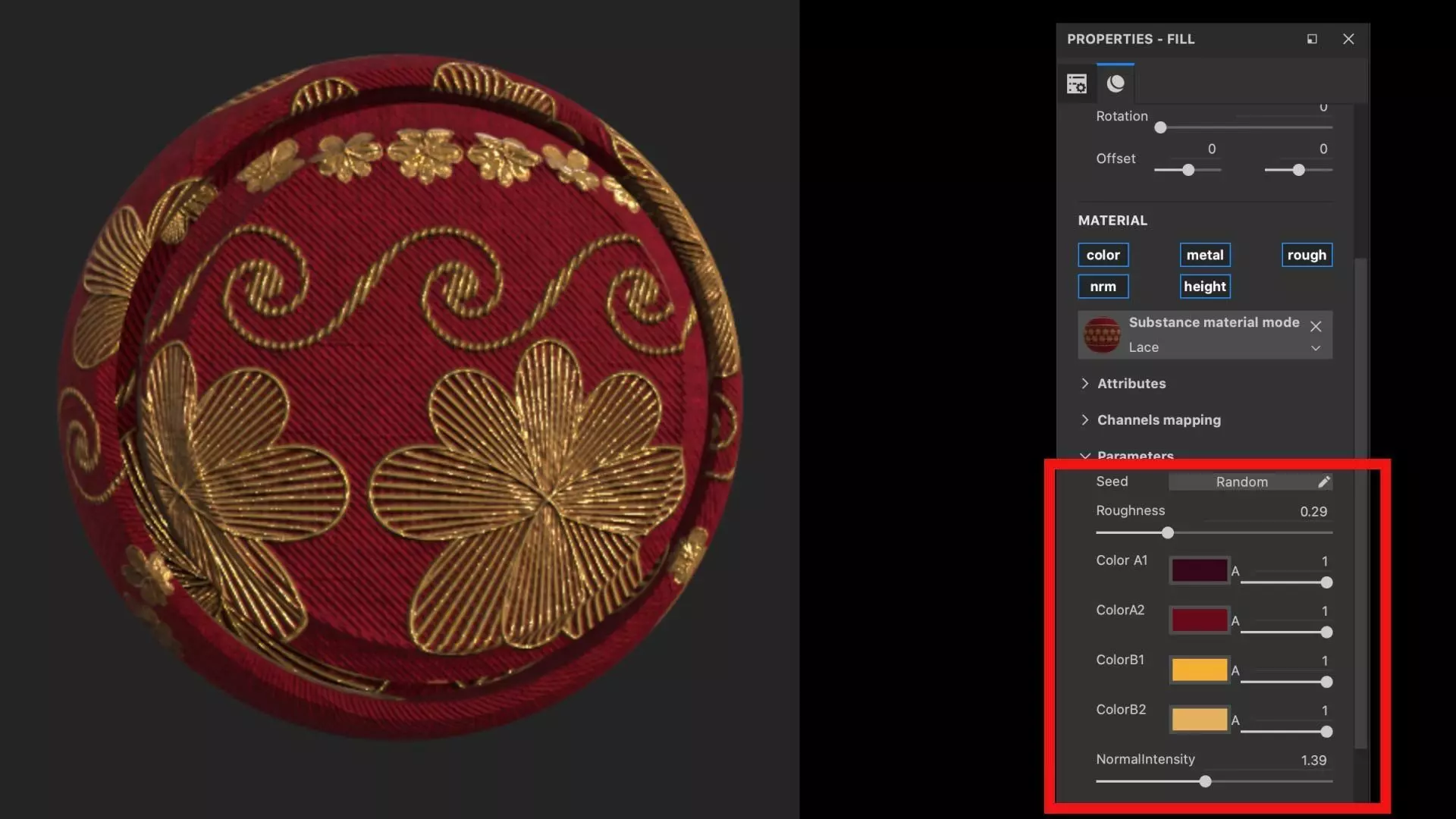 Fabric Material  and Gold Lace Material Texture_0