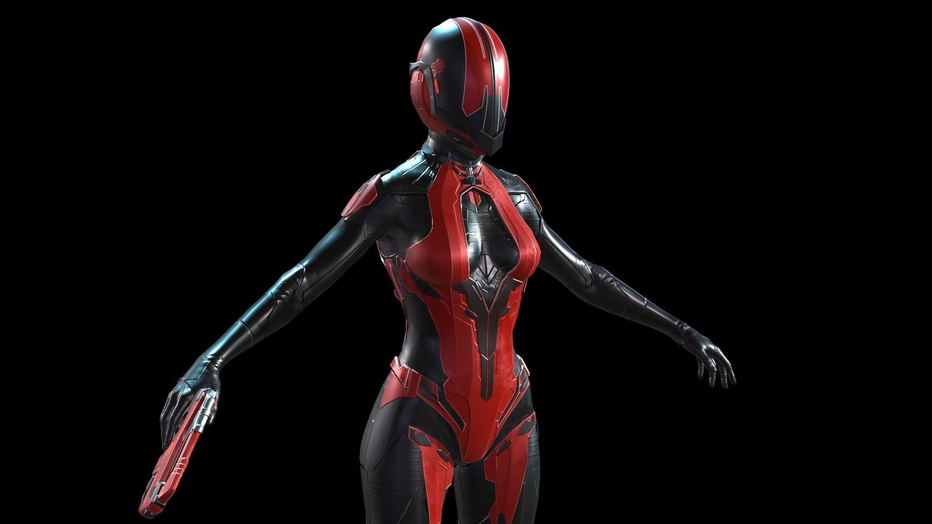 Cosmogirl humanoid robot Low-poly 3D model_12